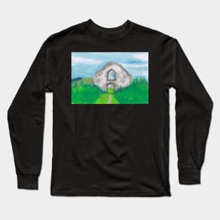 Hen Eglwys, Chapel on the Hill - Pastel Drawing Long Sleeve T-Shirt